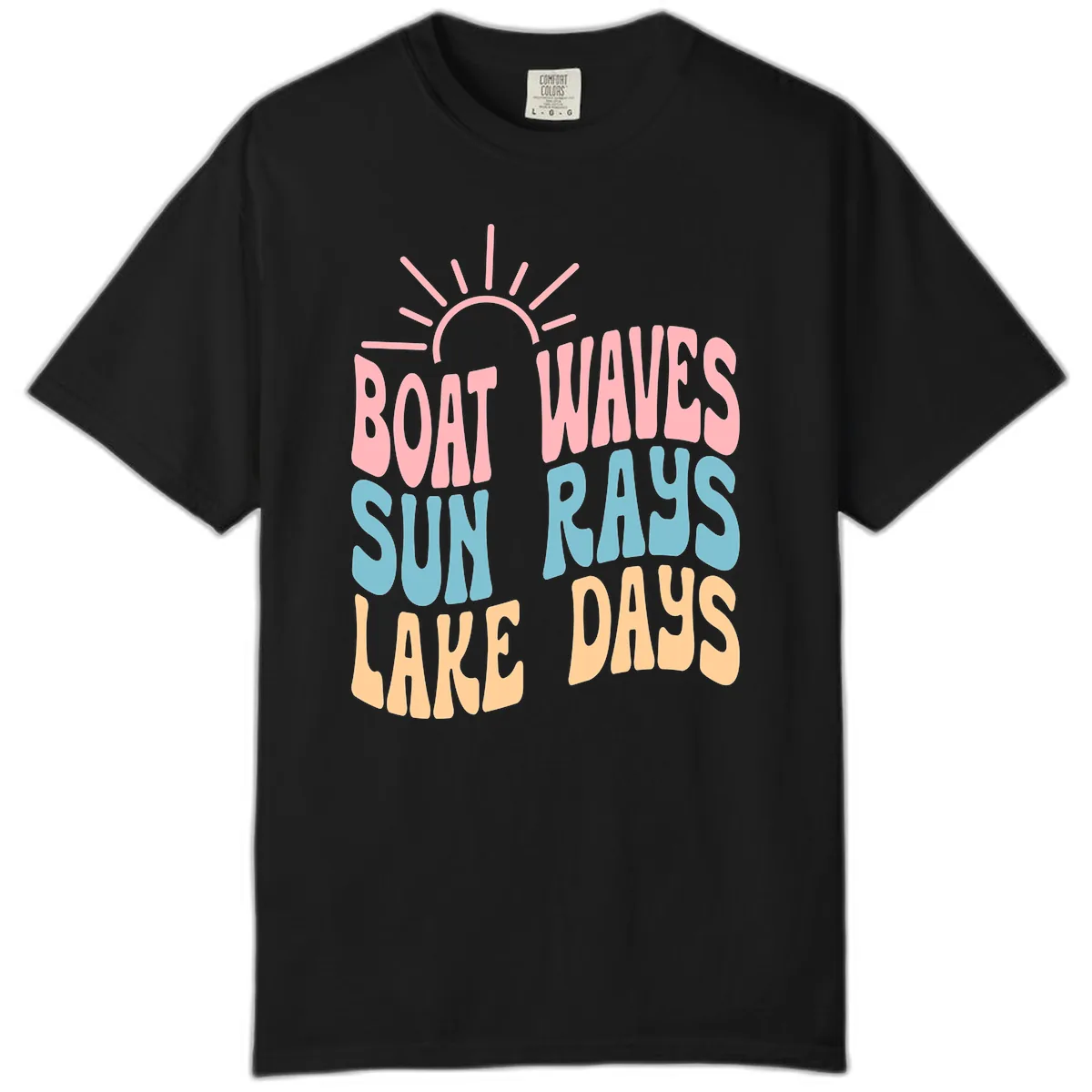 Boat Waves Sun Rays Lake Days Comfort Color in Black