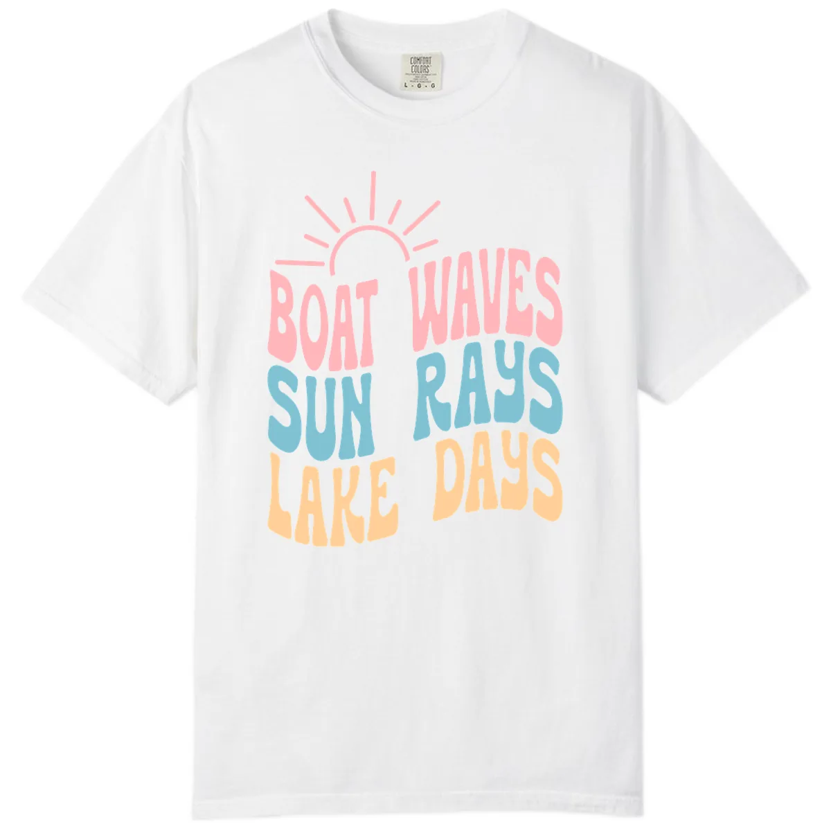 Boat Waves Sun Rays Lake Days Comfort Color in White