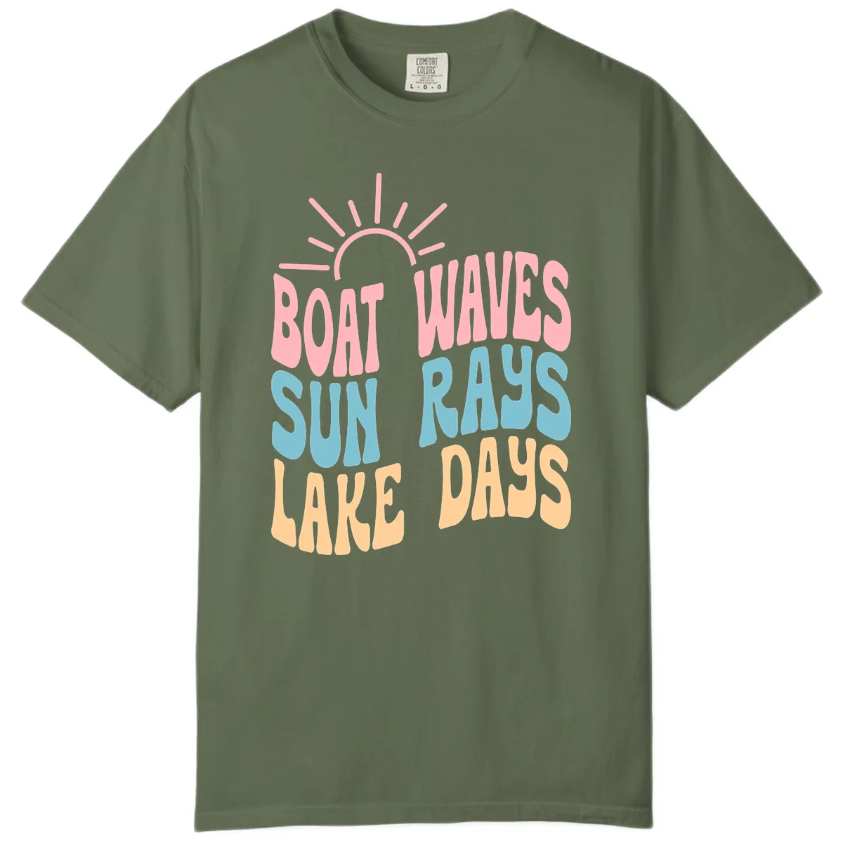 Boat Waves Sun Rays Lake Days Comfort Color in Sage