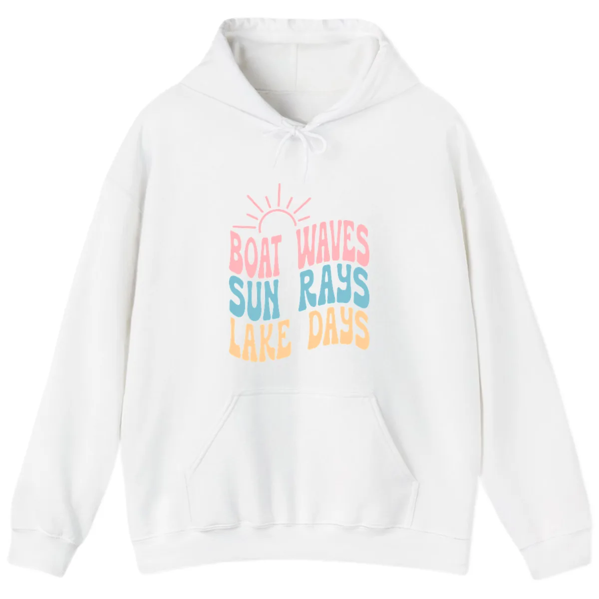 Boat Waves Sun Rays Lake Days Hoodie in White