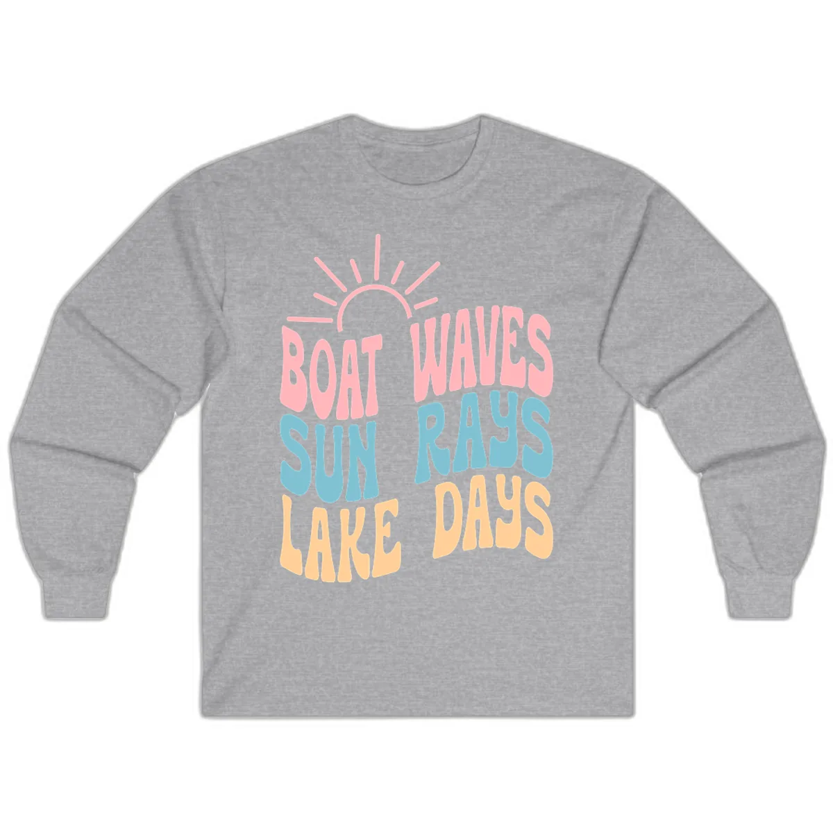 Boat Waves Sun Rays Lake Days Long Sleeve in Sport Grey