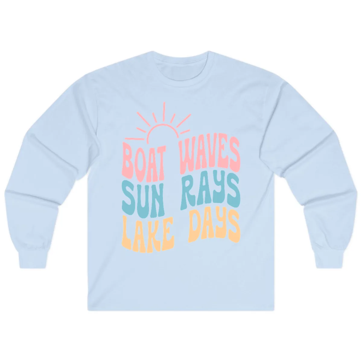 Boat Waves Sun Rays Lake Days Long Sleeve in Light Blue