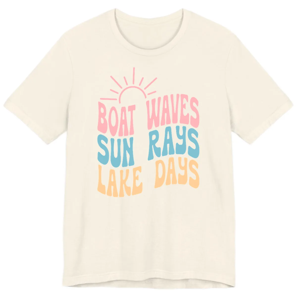 Boat Waves Sun Rays Lake Days Premium T-Shirt in Natural