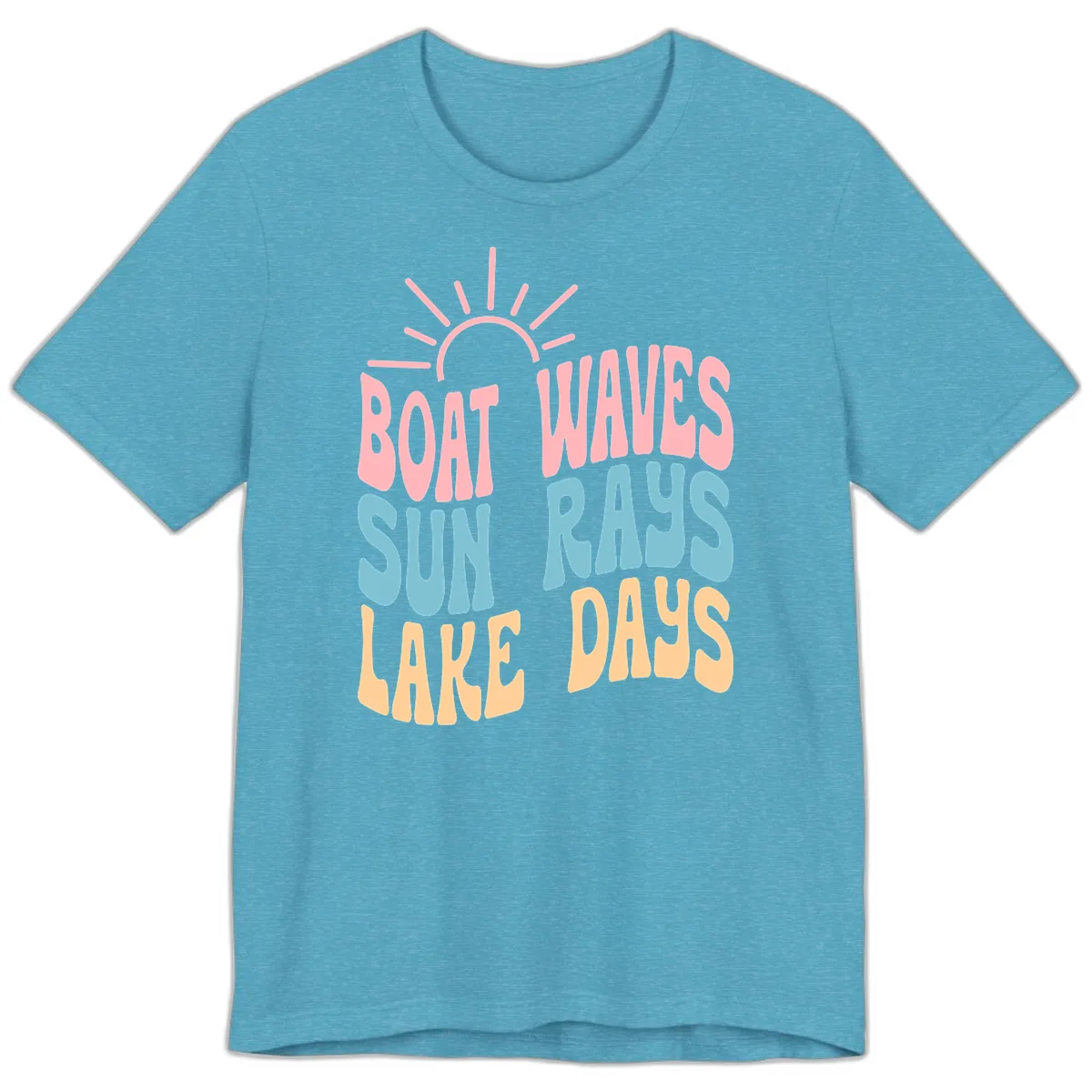 Boat Waves Sun Rays Lake Days Premium T-Shirt in Heather Aqua