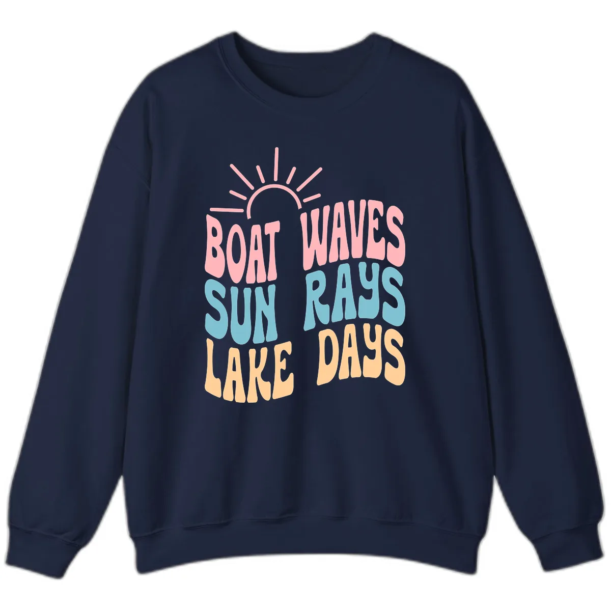 Boat Waves Sun Rays Lake Days Sweatshirt in Navy