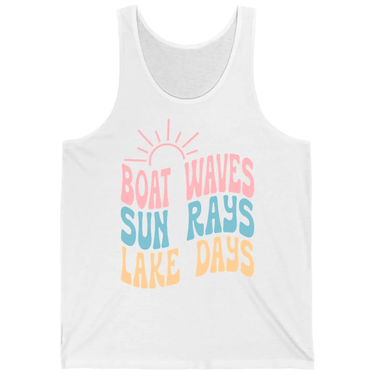 Boat Waves Sun Rays Lake Days Tank in White