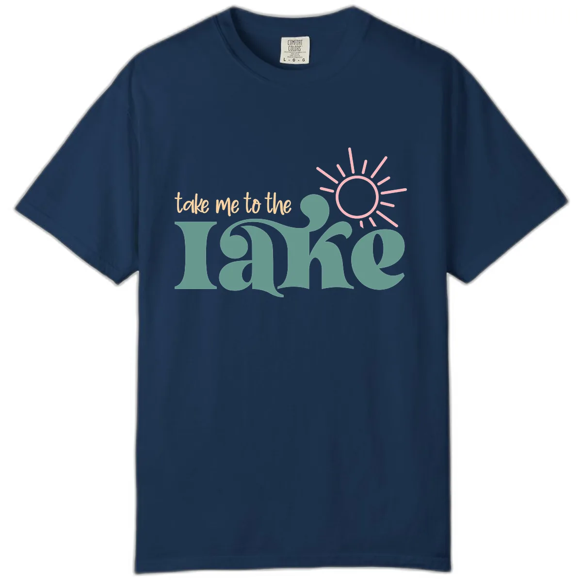 Take Me To The Lake Retro Design Comfort Color in Navy