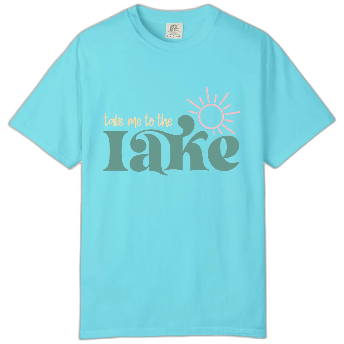 Take Me To The Lake Retro Design Comfort Color in Lagoon Blue