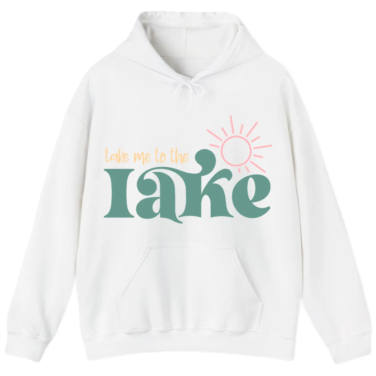 Take Me To The Lake Retro Design Hoodie in White