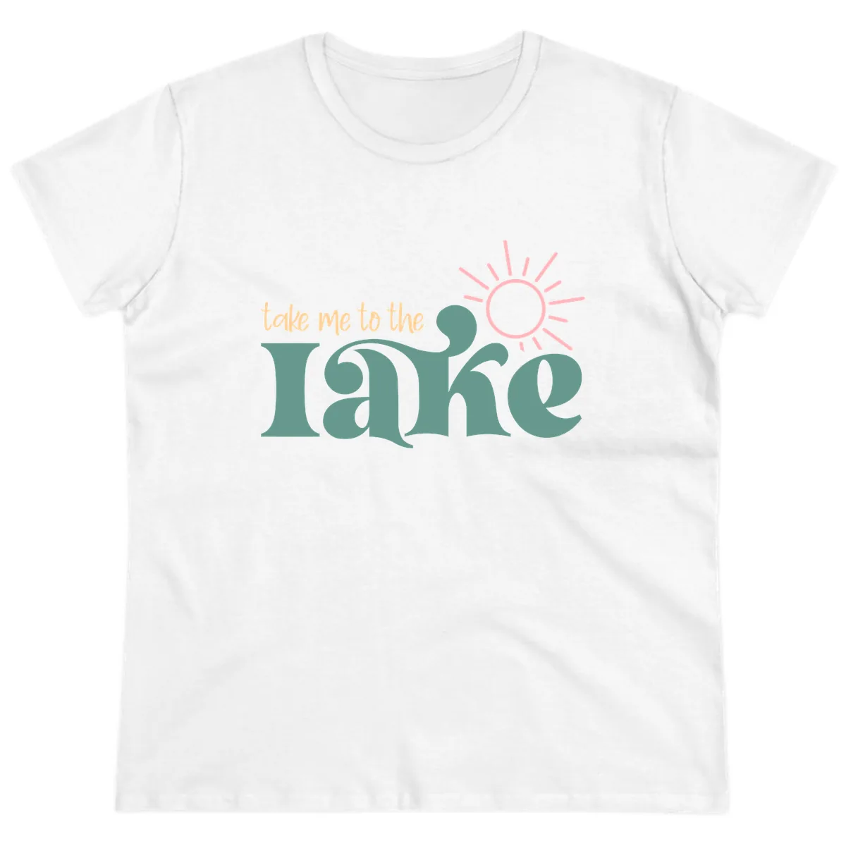 Take Me To The Lake Retro Design Ladies Tee in White