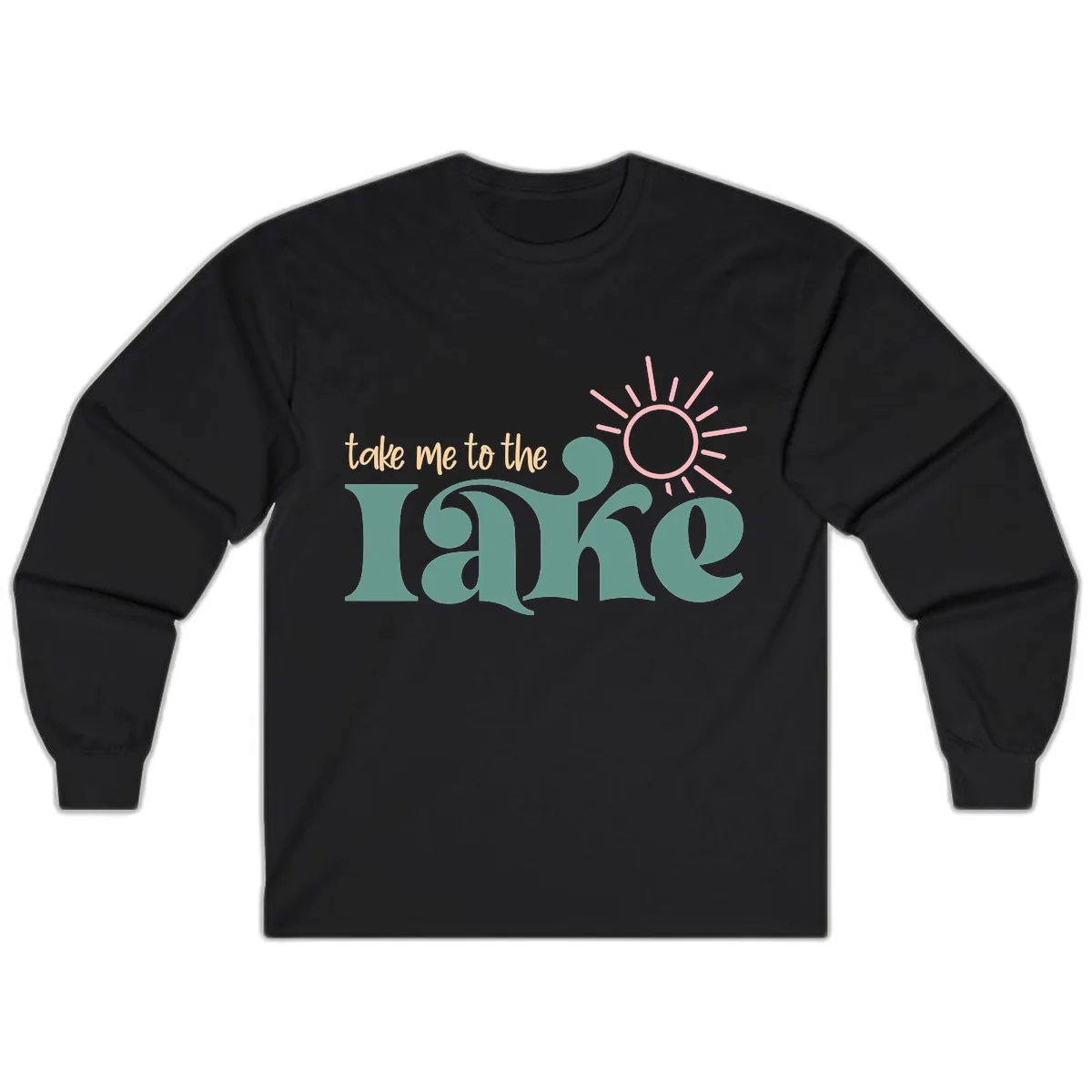 Take Me To The Lake Retro Design Long Sleeve in Black