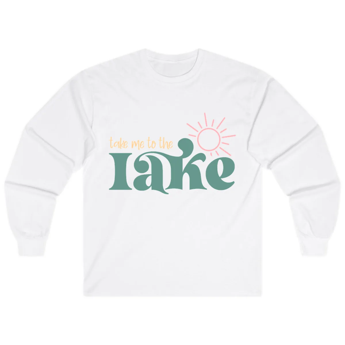 Take Me To The Lake Retro Design Long Sleeve in White