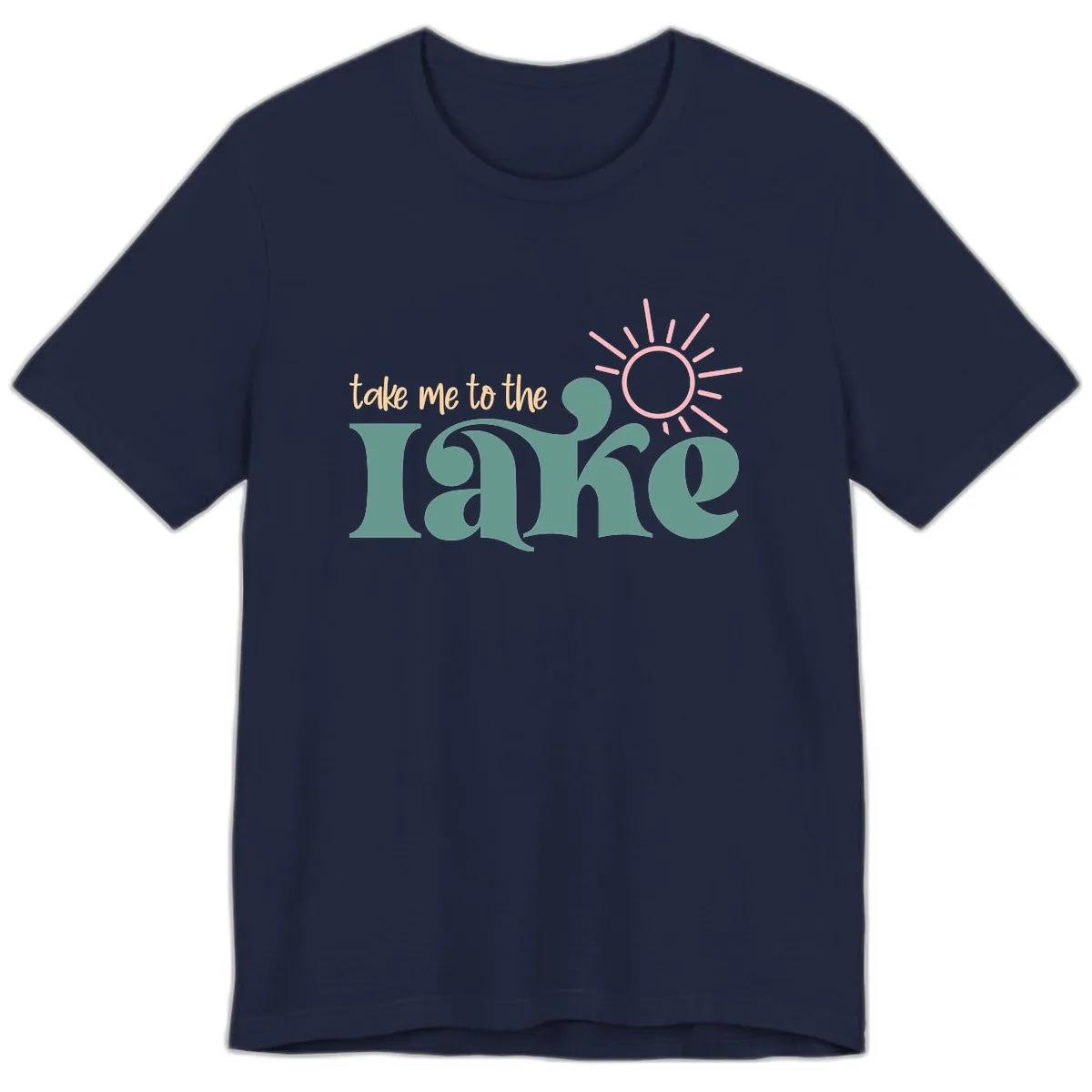 Take Me To The Lake Retro Design Premium T-Shirt in Navy