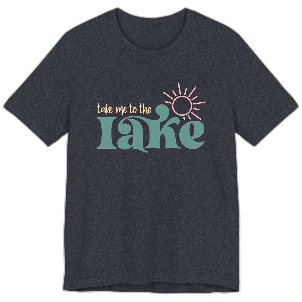 Take Me To The Lake Retro Design Premium T-Shirt in Heather Navy