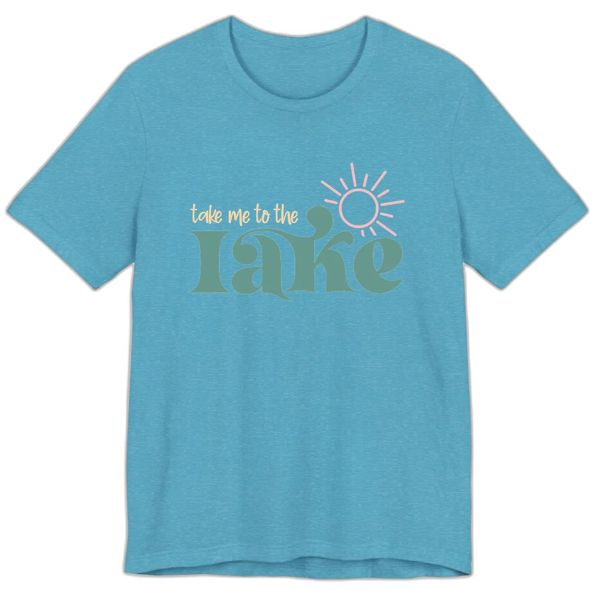 Take Me To The Lake Retro Design Premium T-Shirt in Heather Aqua