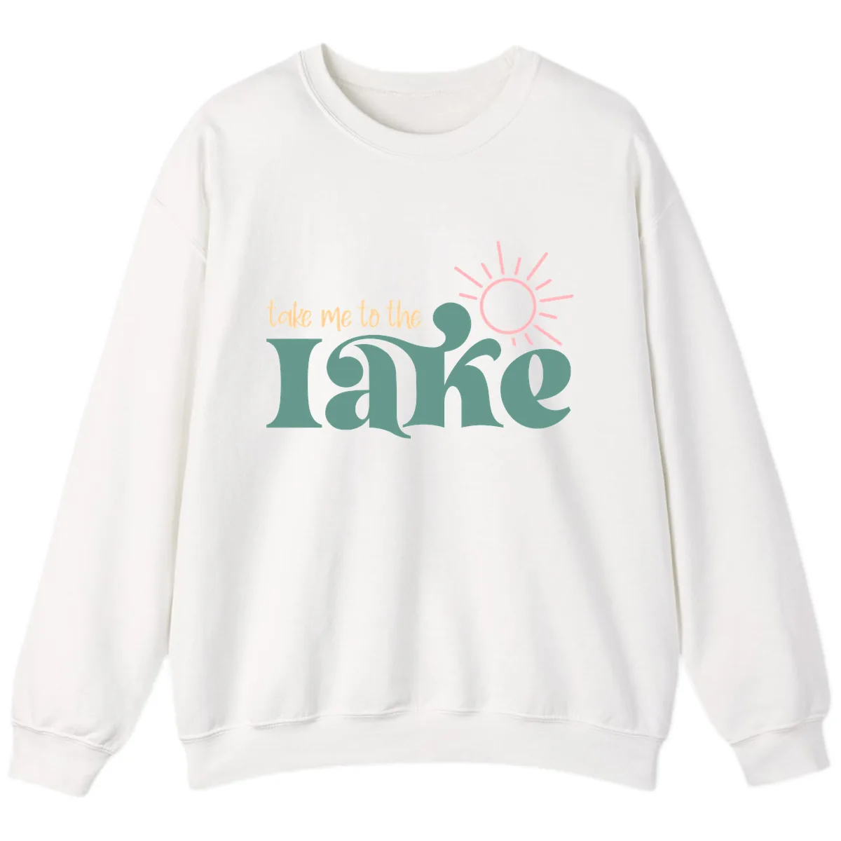 Take Me To The Lake Retro Design Sweatshirt in White