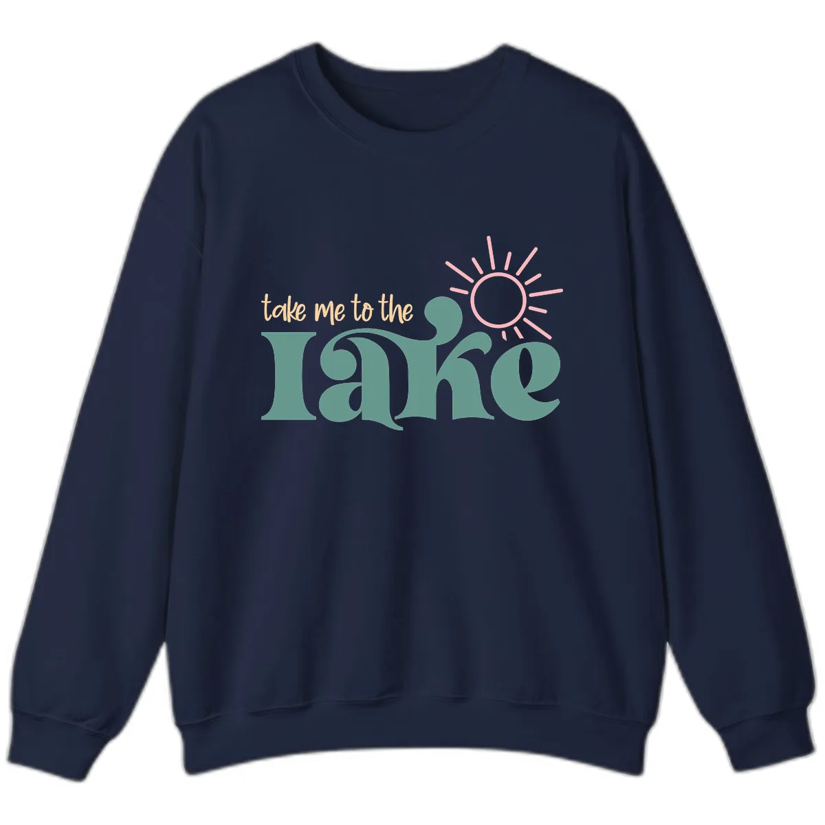 Take Me To The Lake Retro Design Sweatshirt in Navy