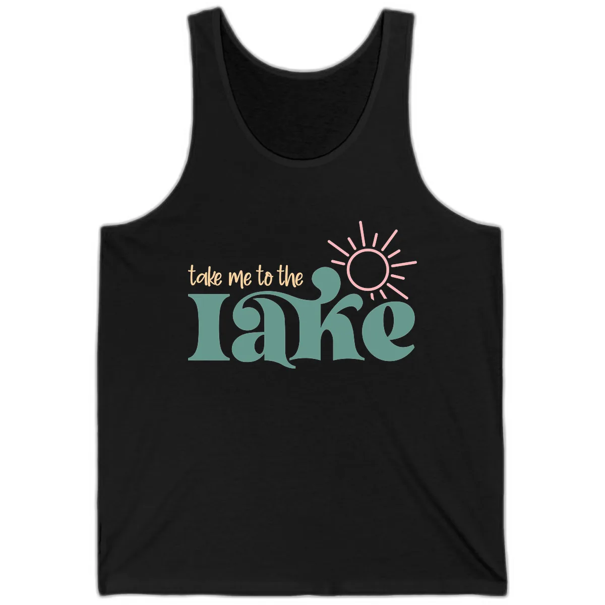 Take Me To The Lake Retro Design Tank in Black