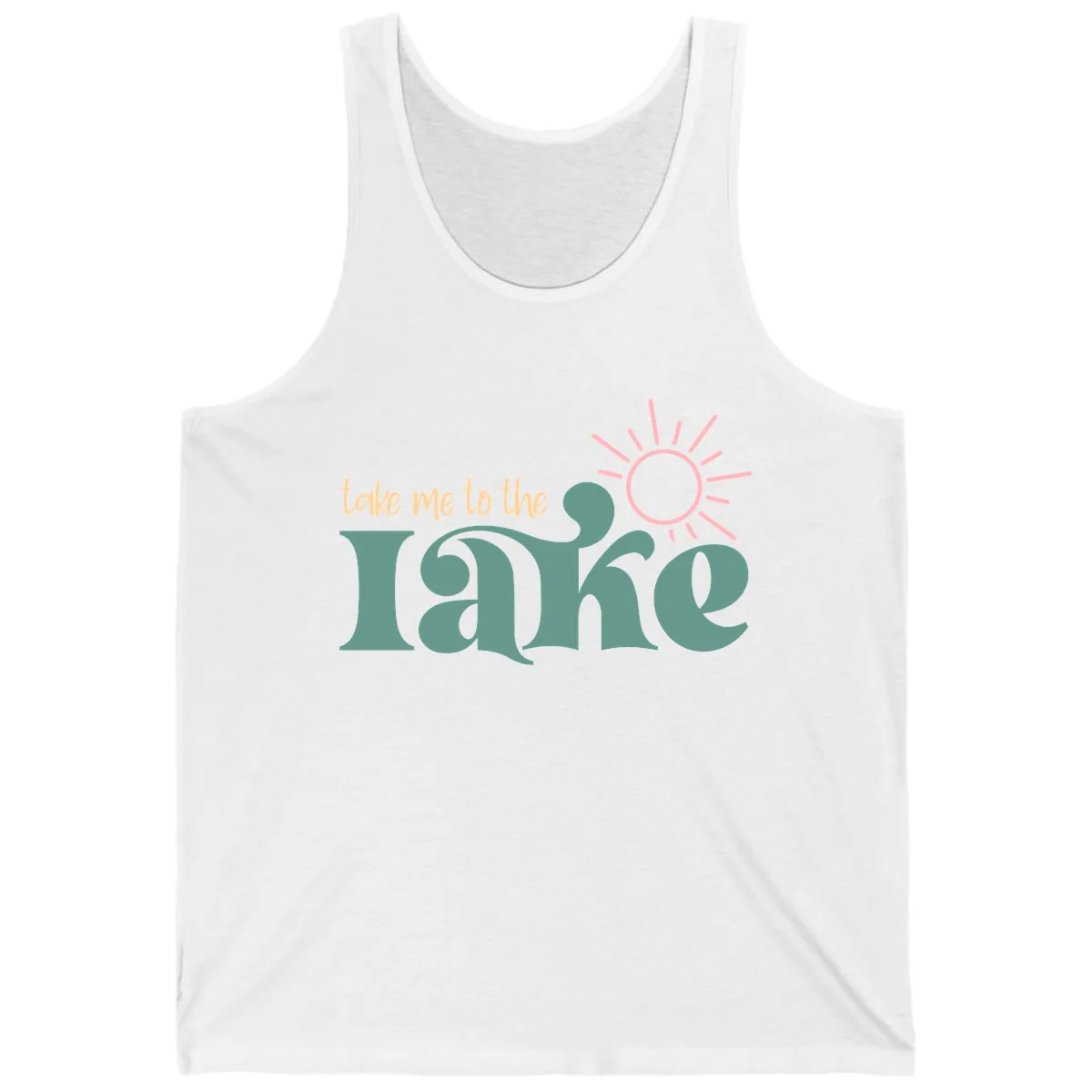 Take Me To The Lake Retro Design Tank in White