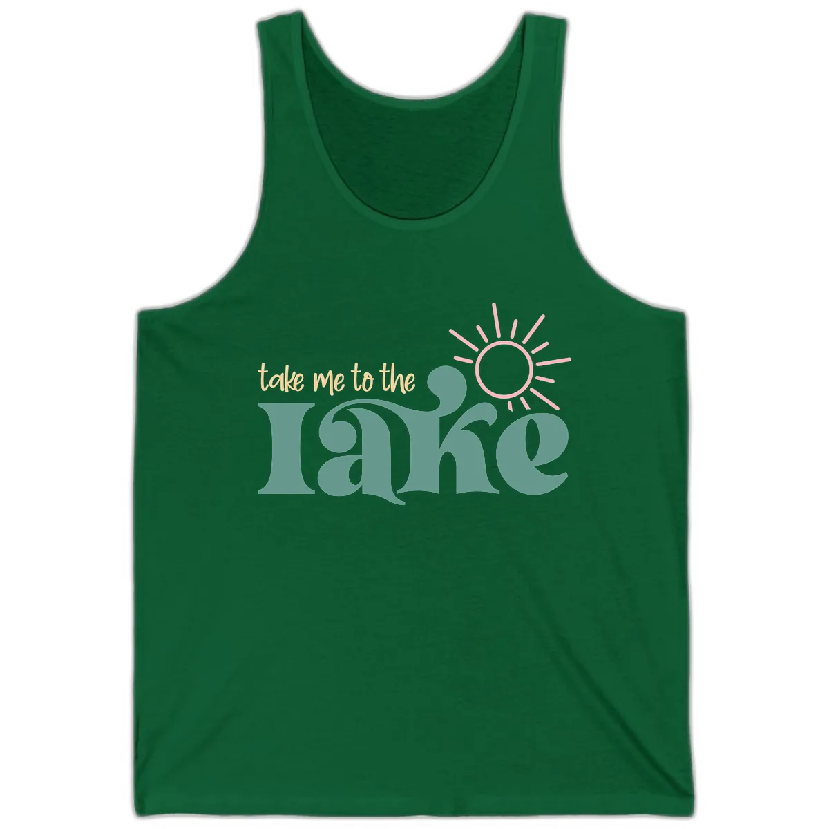 Take Me To The Lake Retro Design Tank in Kelly