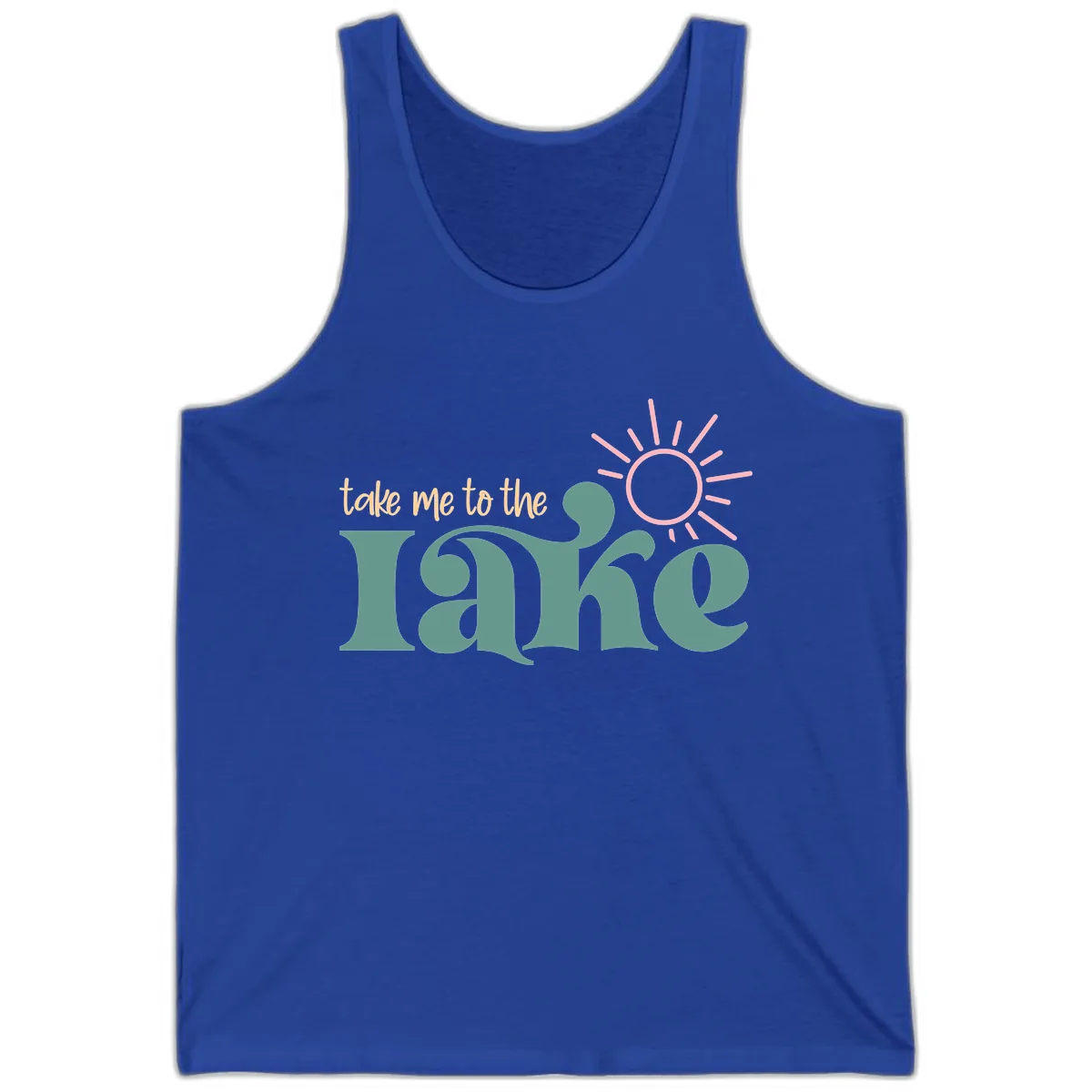 Take Me To The Lake Retro Design Tank in True Royal