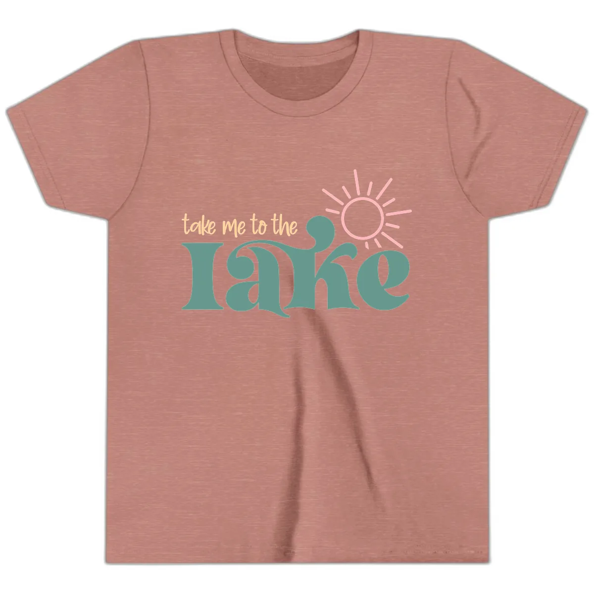 Take Me To The Lake Retro Design Youth T-Shirt in Heather Mauve