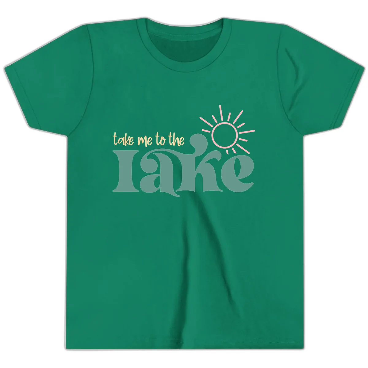 Take Me To The Lake Retro Design Youth T-Shirt in Kelly