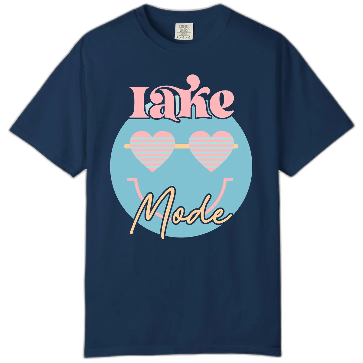 Lake Mode Retro Smiley Face Comfort Color in Navy