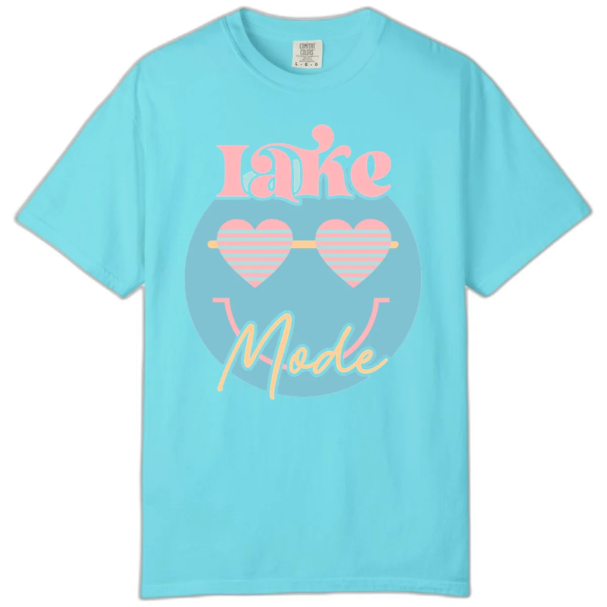 Lake Mode Retro Smiley Face Comfort Color in Lagoon Blue