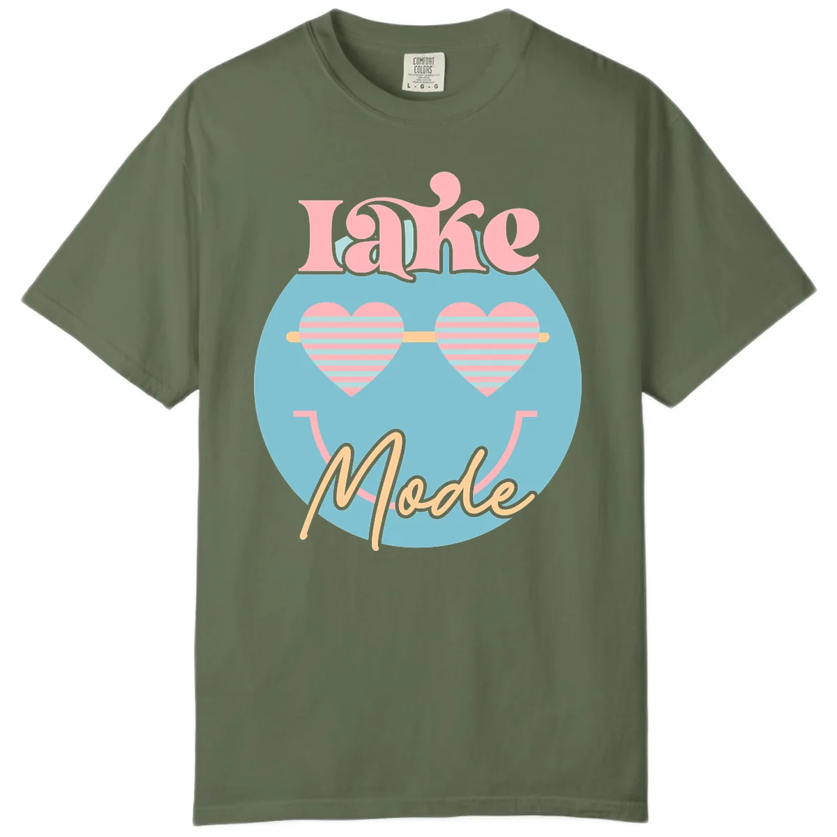 Lake Mode Retro Smiley Face Comfort Color in Sage