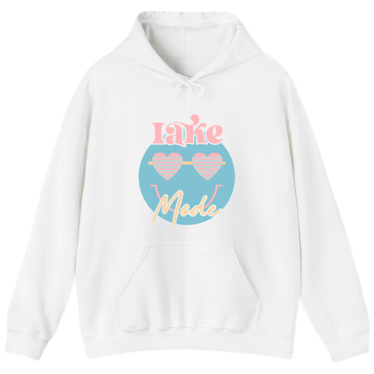 Lake Mode Retro Smiley Face Hoodie in White