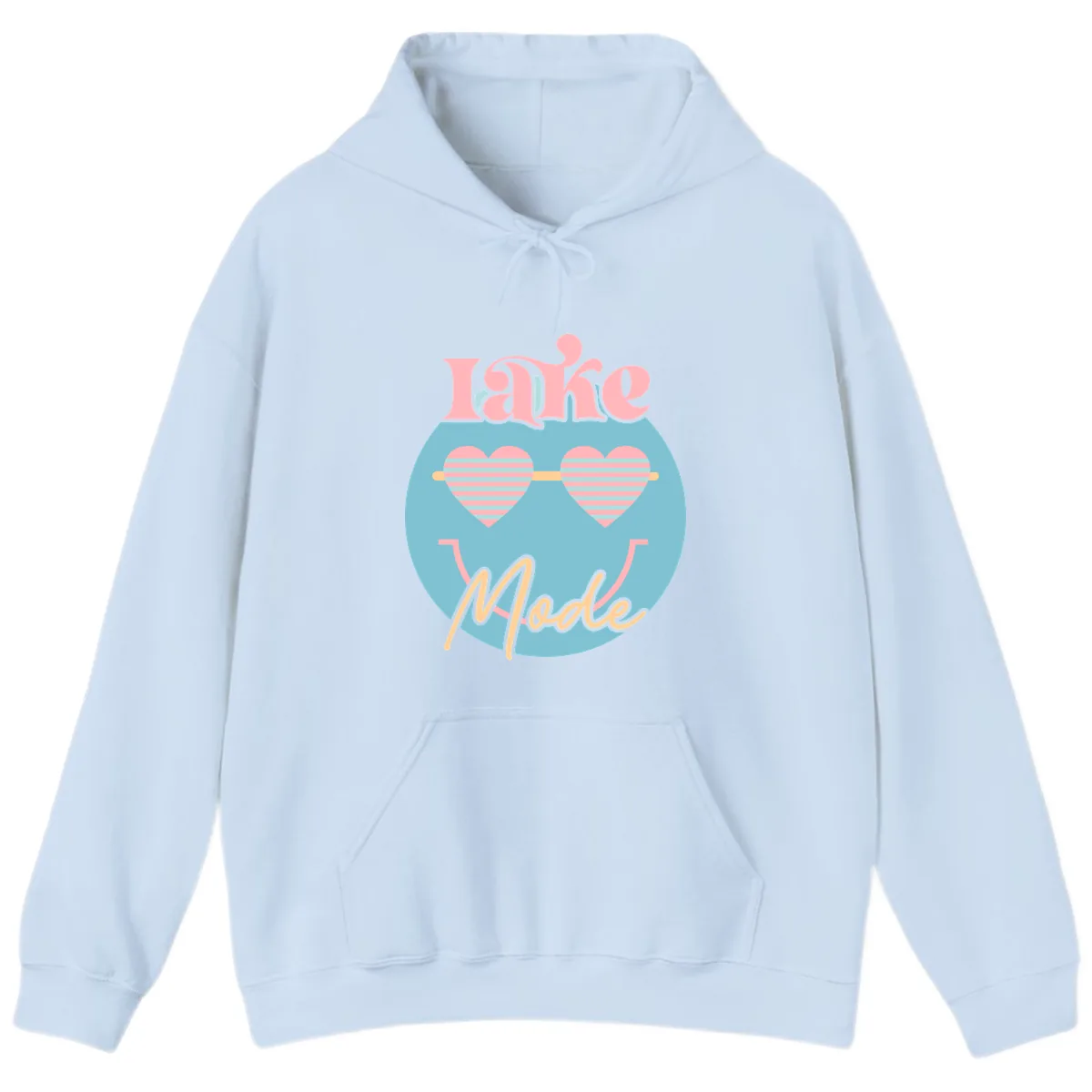Lake Mode Retro Smiley Face Hoodie in Light Blue