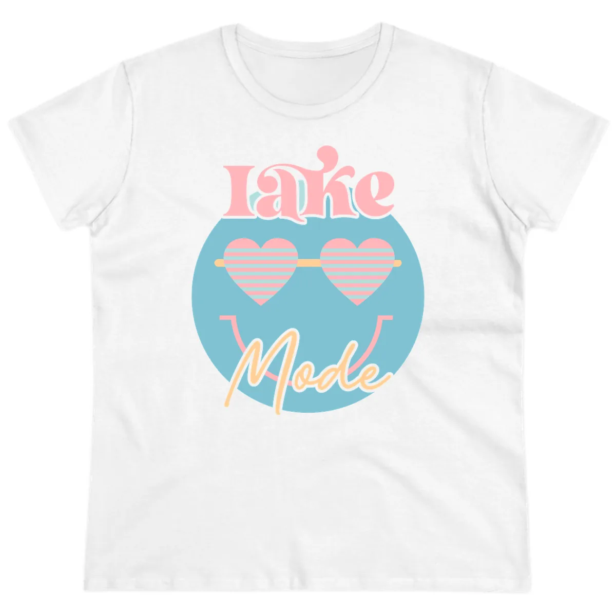 Lake Mode Retro Smiley Face Ladies Tee in White