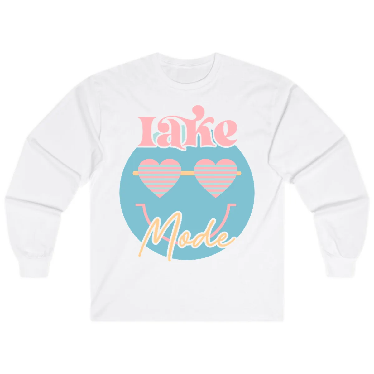 Lake Mode Retro Smiley Face Long Sleeve in White