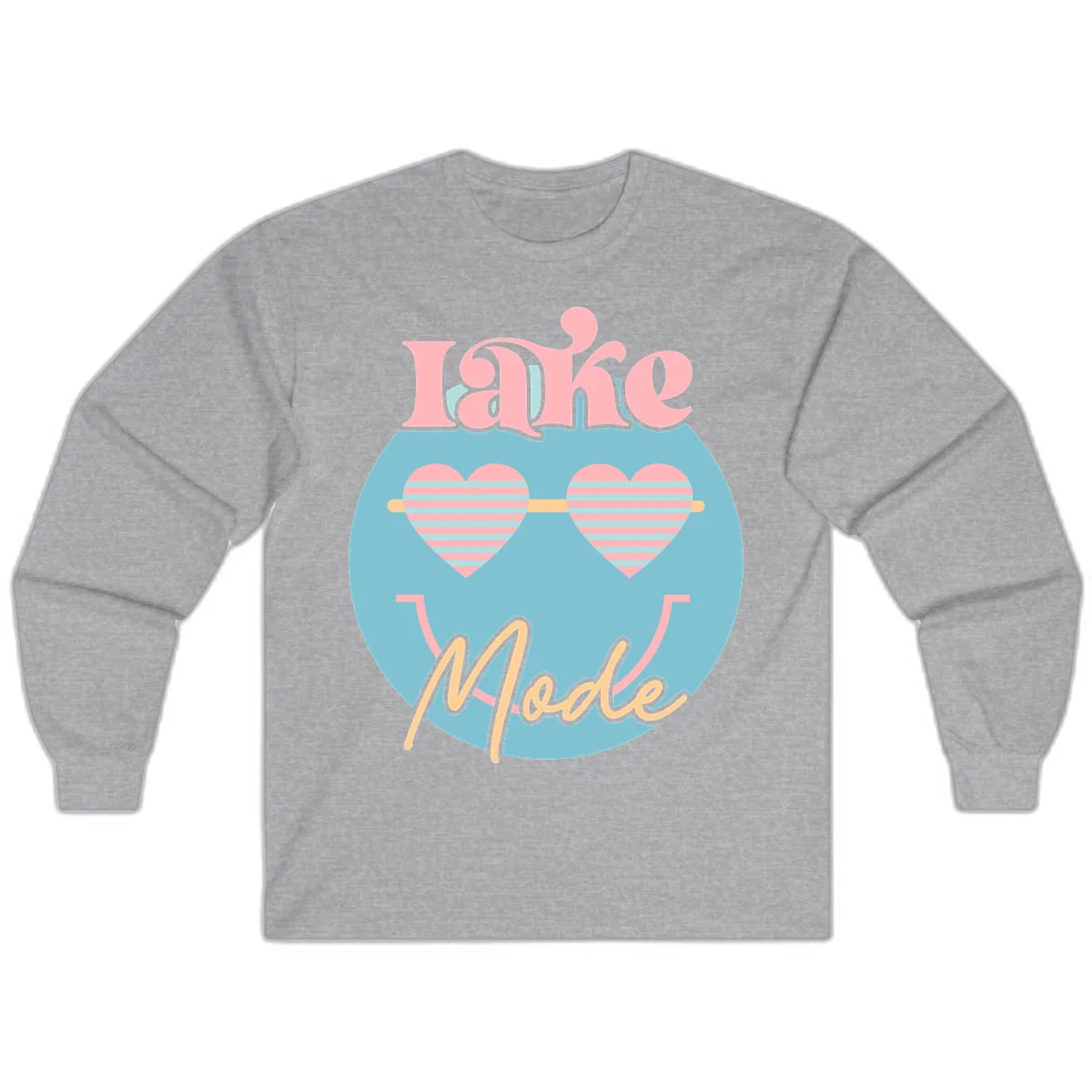 Lake Mode Retro Smiley Face Long Sleeve in Sport Grey
