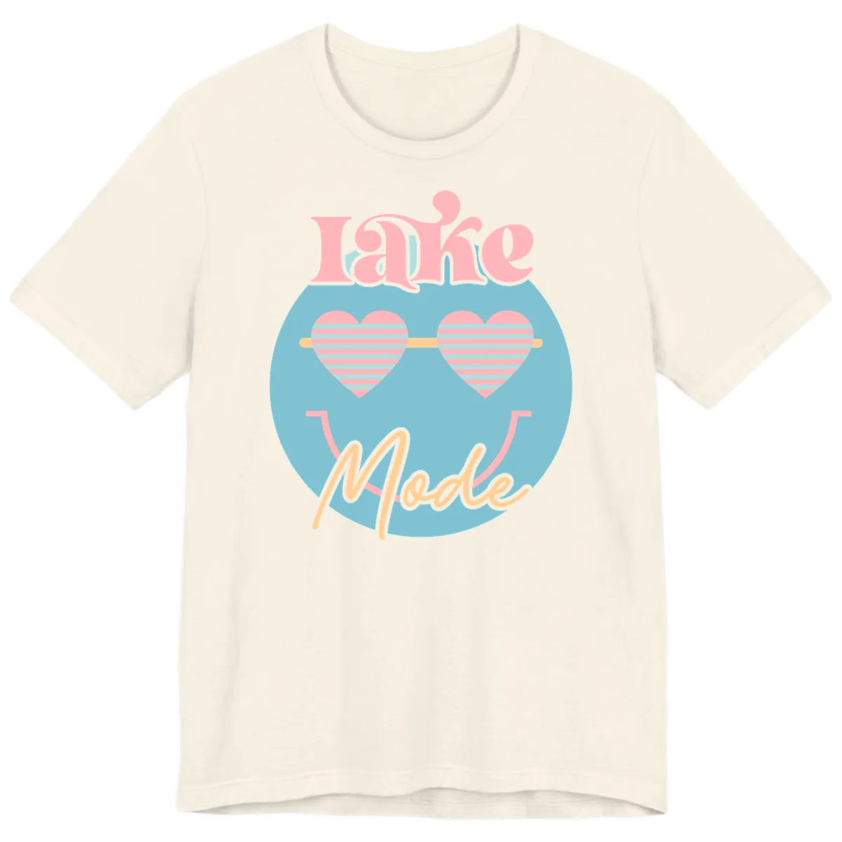 Lake Mode Retro Smiley Face Premium T-Shirt in Natural