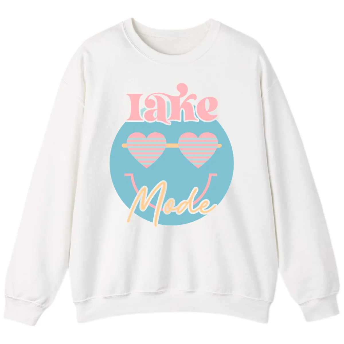 Lake Mode Retro Smiley Face Sweatshirt in White