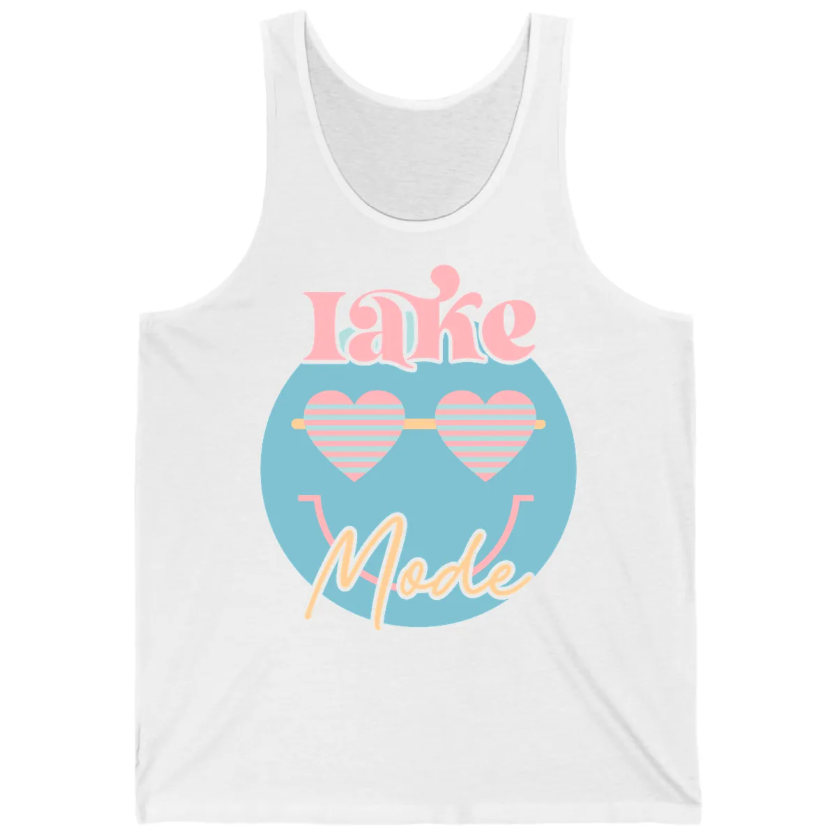 Lake Mode Retro Smiley Face Tank in White