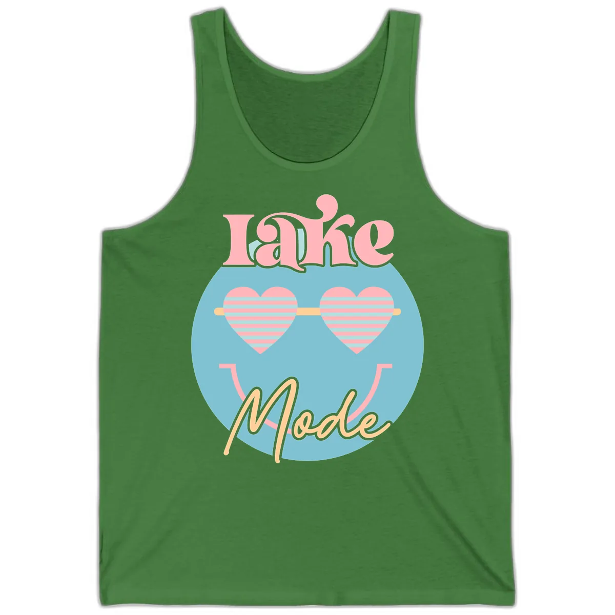 Lake Mode Retro Smiley Face Tank in Leaf