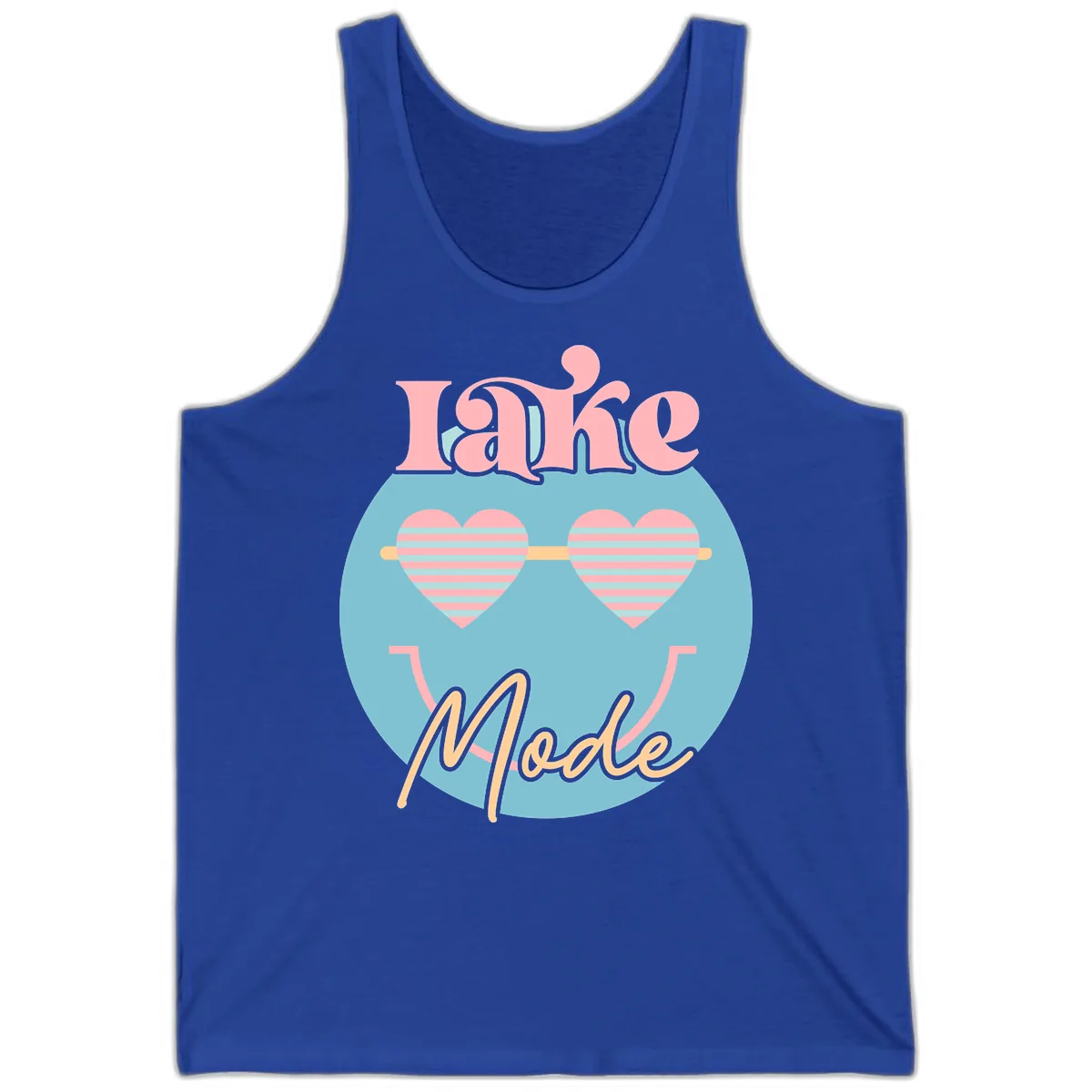 Lake Mode Retro Smiley Face Tank in True Royal
