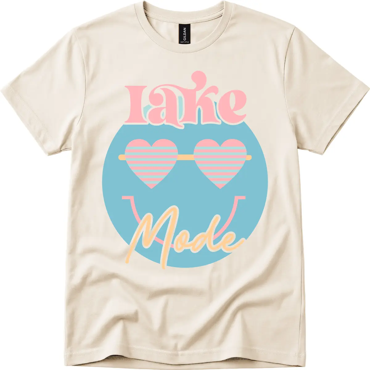 Lake Mode Retro Smiley Face T-Shirt in Natural
