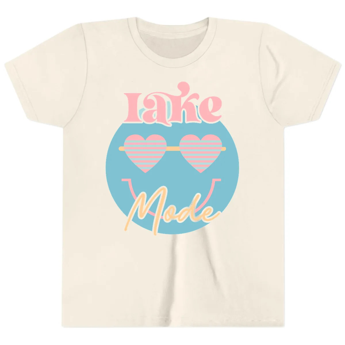 Lake Mode Retro Smiley Face Youth T-Shirt in Natural