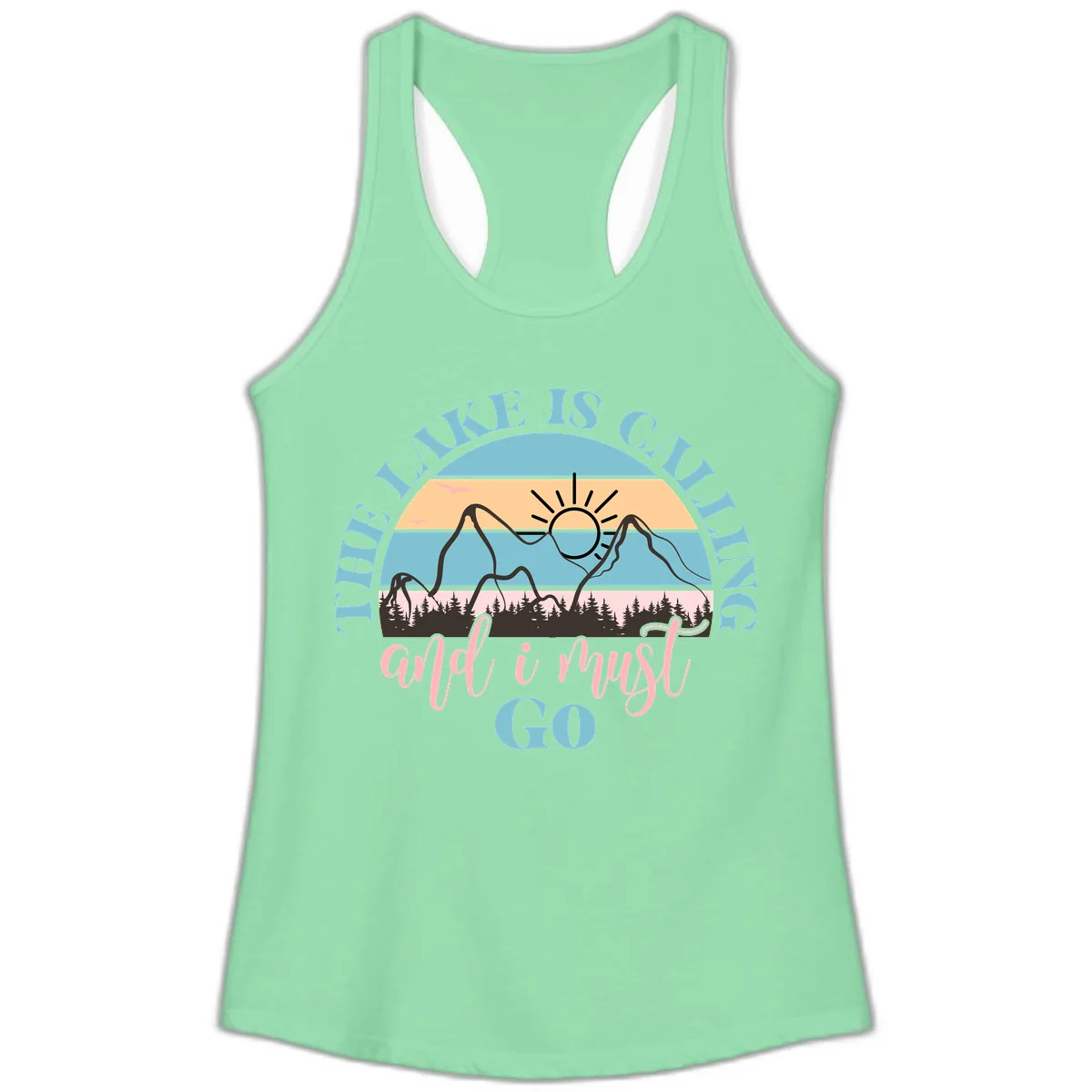 The Lake Is Calling And I Must Go Ladies Tank in Solid Mint