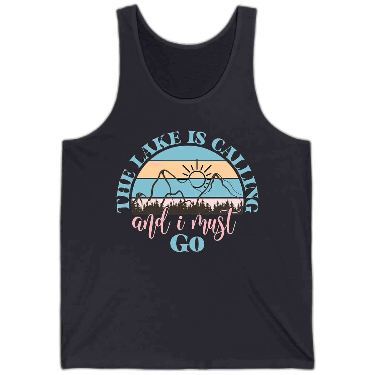 The Lake Is Calling And I Must Go Tank in Dark Grey