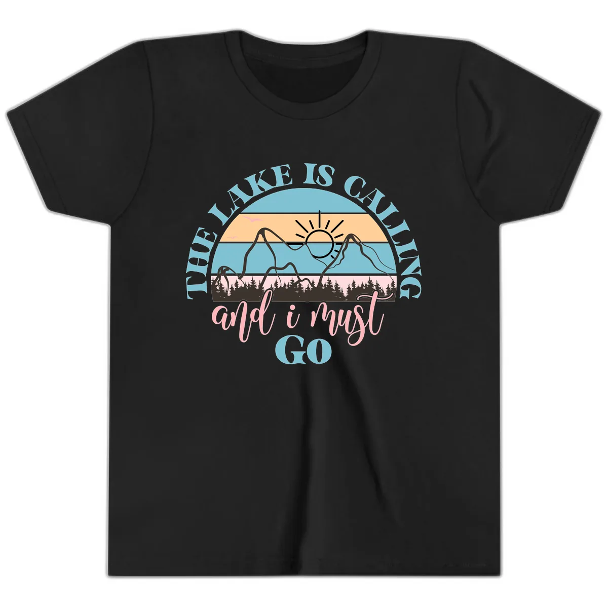 The Lake Is Calling And I Must Go Youth T-Shirt in Black