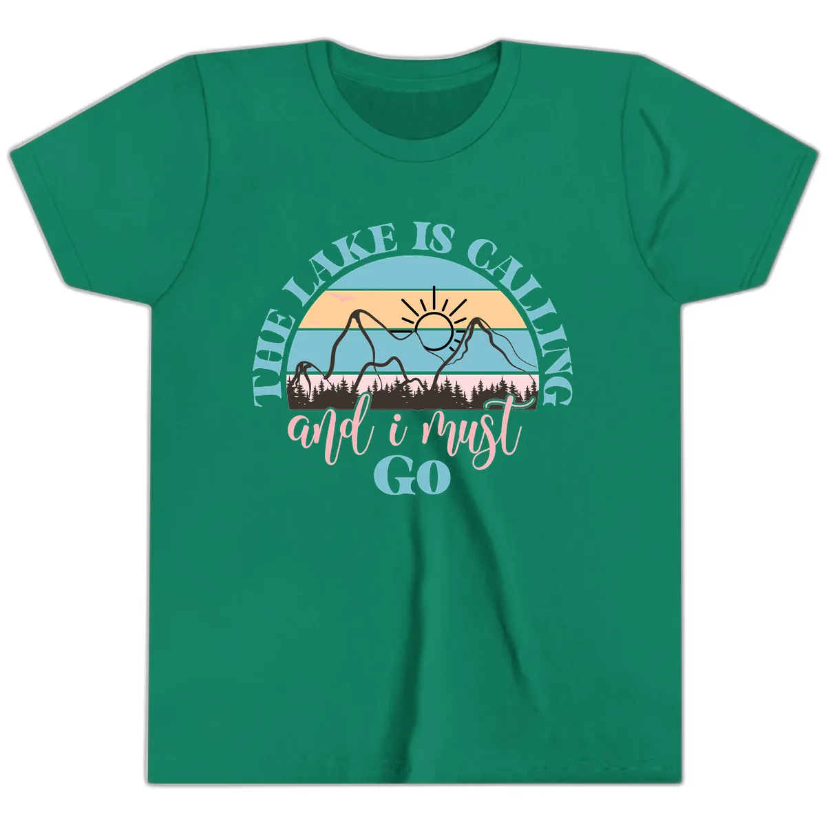 The Lake Is Calling And I Must Go Youth T-Shirt in Kelly
