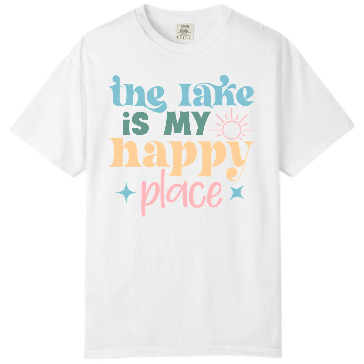 The Lake Is My Happy Place Apparel Comfort Color in White