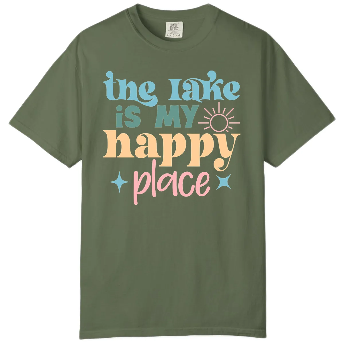 The Lake Is My Happy Place Apparel Comfort Color in Sage