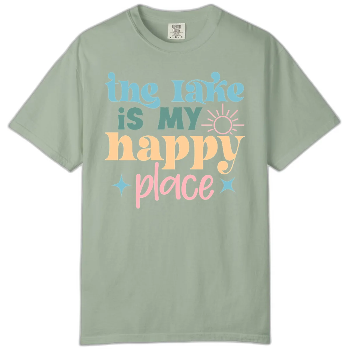 The Lake Is My Happy Place Apparel Comfort Color in Bay