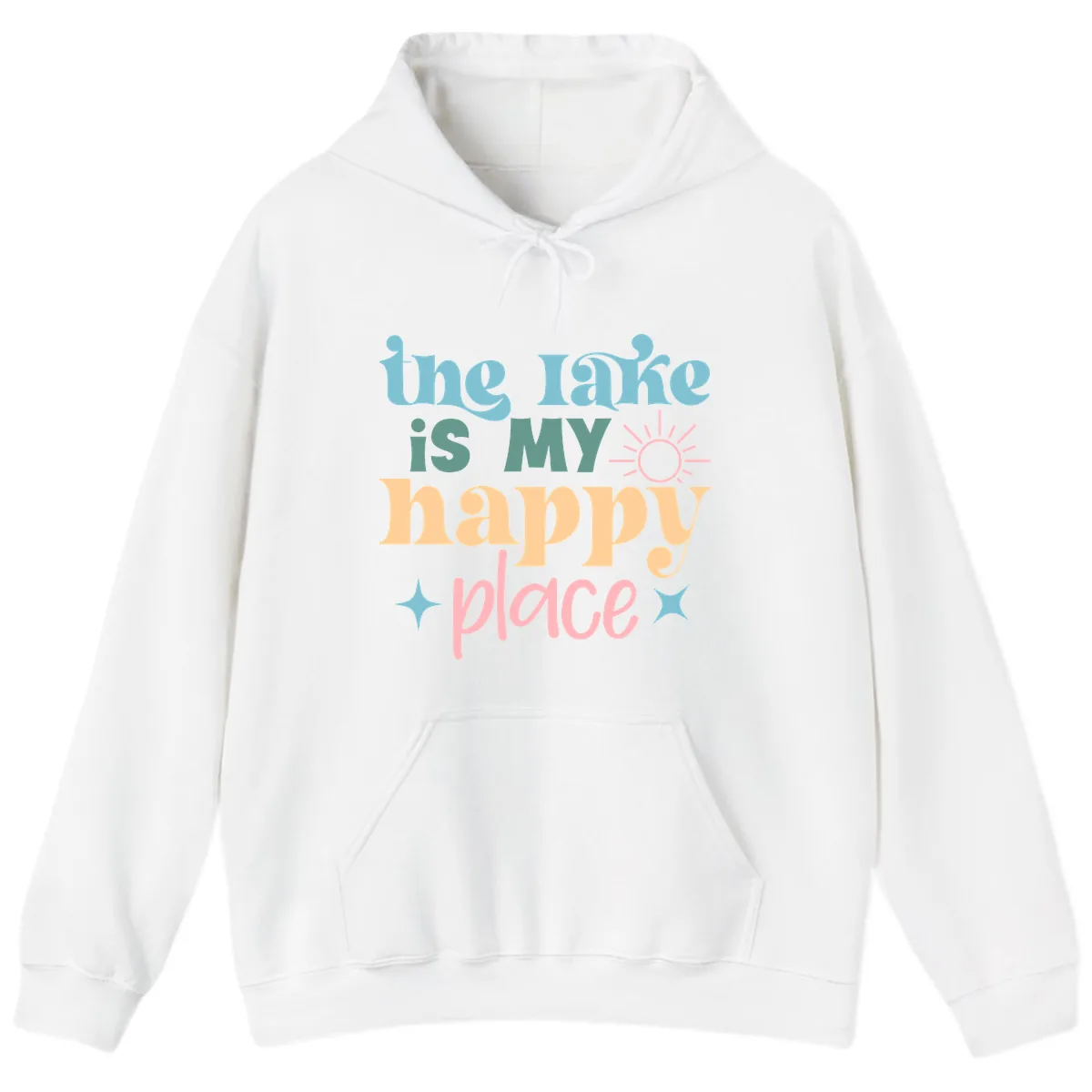 The Lake Is My Happy Place Apparel Hoodie in White